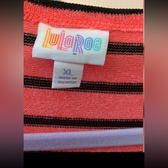 LuLaRoe XL Pink & Black Striped Joy Duster Vest - Picture 3 of 6